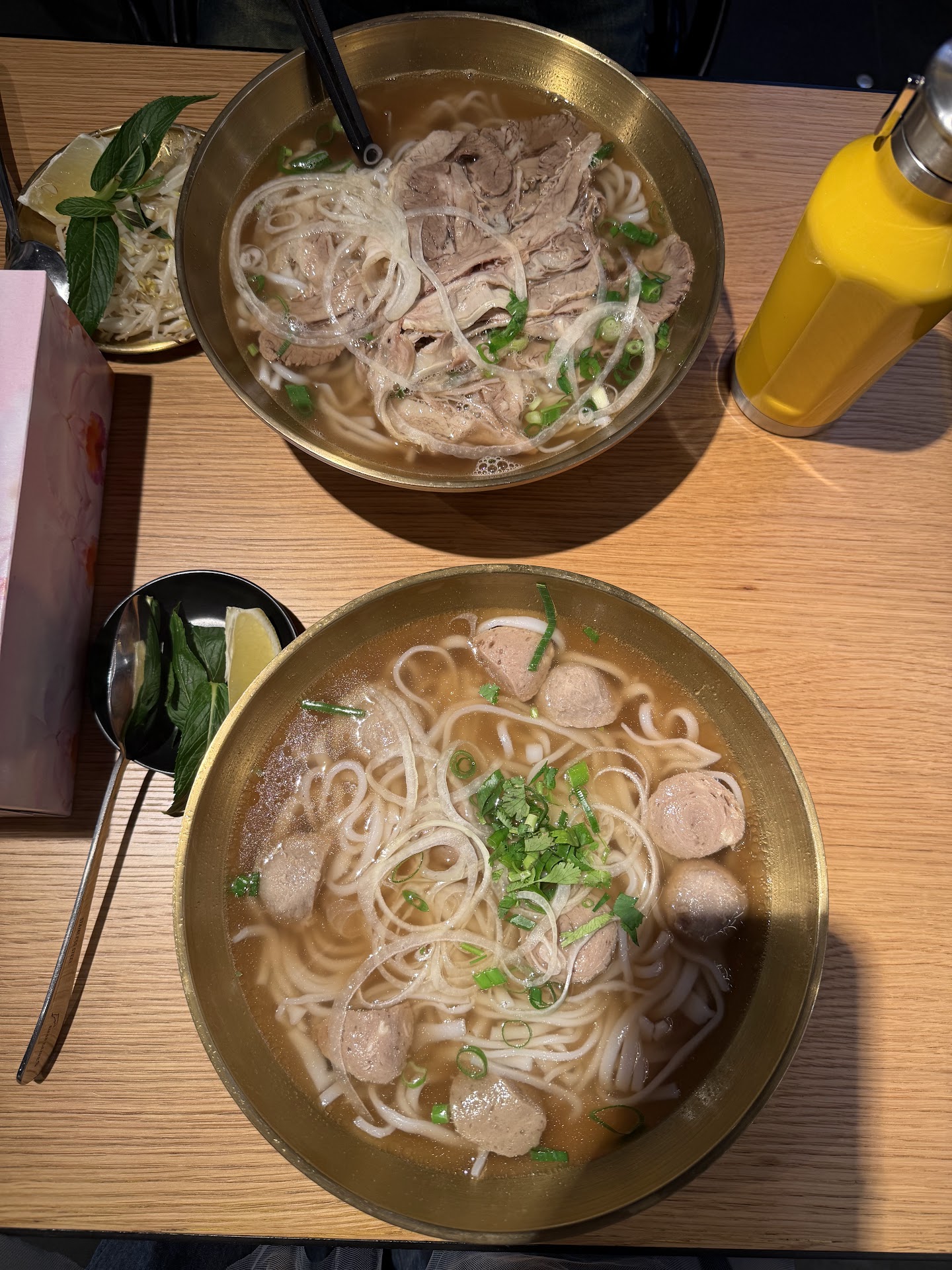 Pho bowl served with bean sprouts at Cam On Restaurant